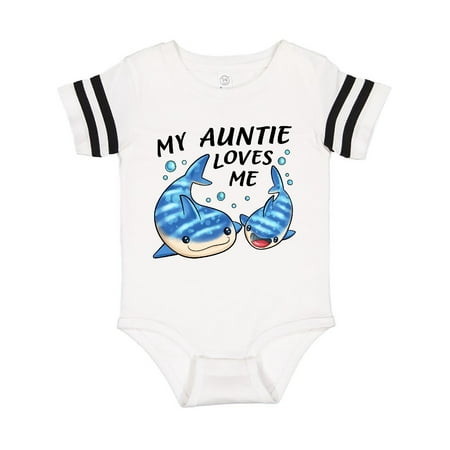 

Inktastic My Auntie Loves Me- whale shark Gift Baby Boy or Baby Girl Bodysuit