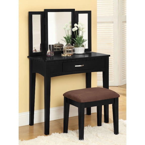 William's Home Furnishing Black Potterville Vanity Table with Stool