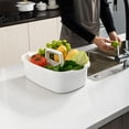 thumbnail image 4 of Bolsa de plástico para carrito de ducha, organizador de cesta de almacenamiento portátil con asa para dormitorio, baño, jardín, cocina, suministros de limpieza, azul, blanco, 4 of 6