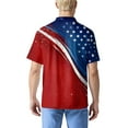 thumbnail image 5 of Men's Patriotic Pocket Detail Henley Shirt, Short Sleeve Button-Up Top with Retro American Flag Design ,Blue L, 5 of 5