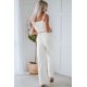 thumbnail image 4 of ABPHQTO Conjunto de dos piezas de top de tirantes corto blanco y pantalones de cintura alta para mujer, 4 of 5