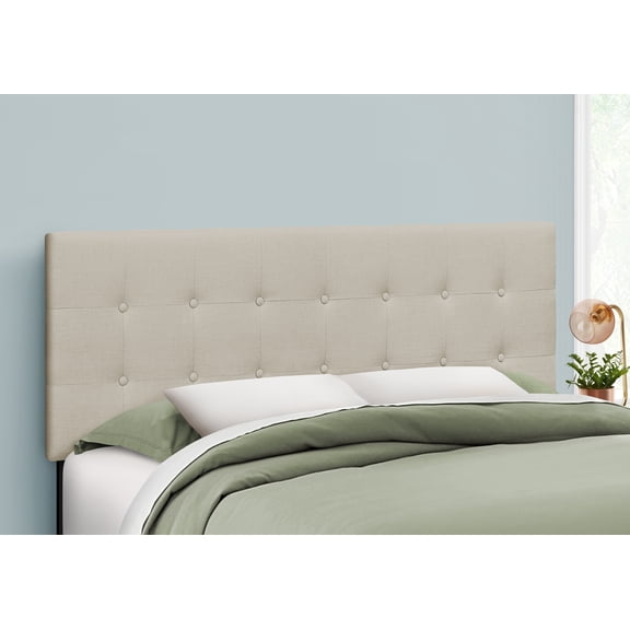 Bed, Headboard Only, Queen Size, Bedroom, Upholstered, Beige Linen Look, Transitional