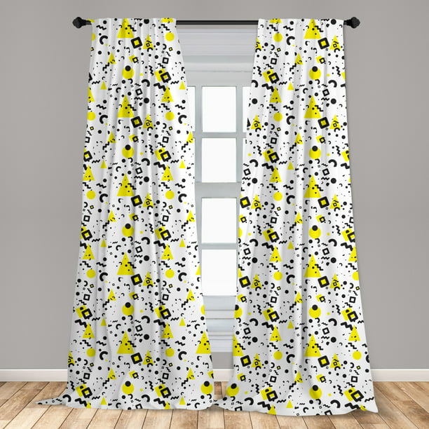 Black And Yellow Curtains 2 Panels Set, Mustard Yellow And Black Curtains