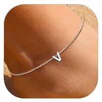 ChicSilver 925 Sterling Silver Initial Ankle Bracelets for Women, Simple Dainty Letter Initial Anklets Beach Foot Chain Alphabet Jewelry