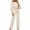 A-Beige, variant on BangWanChi 2 Piece Sets for Women Fall Women'S Fall/Winter Solid Color Long Sleeved Crew Round Neck Jumpsuit With Belt Jumpsuit Pans