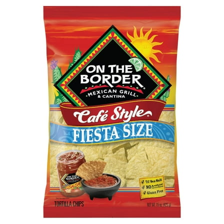 On The Border Cafe Style Tortilla Chips - Fiesta Size - 15 oz (Packaging May Vary)