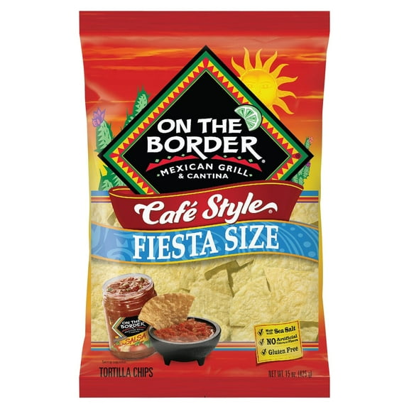 On The Border Cafe Style Tortilla Chips - Fiesta Size - 15 oz (Packaging May Vary)