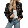 thumbnail image 2 of TrendOFT Womens Bomber Jackets Leopard Print Retro Shape Button up Front Long Sleeve Jackets Outwear Brown XXL, 2 of 5