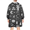 thumbnail image 2 of Wearable Oversized Blanket,Black and White Halloween Elements Pattern Wearable Blanket Hoodie for Adults,Cozy Hooded Blankets with Super Pockets,Super Warm Fuzzy Pullover for Women & Men, 2 of 6