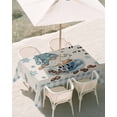 thumbnail image 3 of 60x102 Inch Outdoor Tablecloth with Umbrella Hole Zipper Rectangle Blue Gnomes Rectangular Tablecloths Outside Waterproof Coffee Snowflake Winter Checkered Rustic Patio Table Cover for Picnic Party, 3 of 8