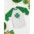 thumbnail image 2 of Tstars Boys Unisex Faded Shamrock Clover Kids St Patricks Day Cool Shirts Gift for Boys Irish Shirt Pride Proud Irish Toddler Raglan 3-4 Sleeve Baseball Tee, 2 of 6