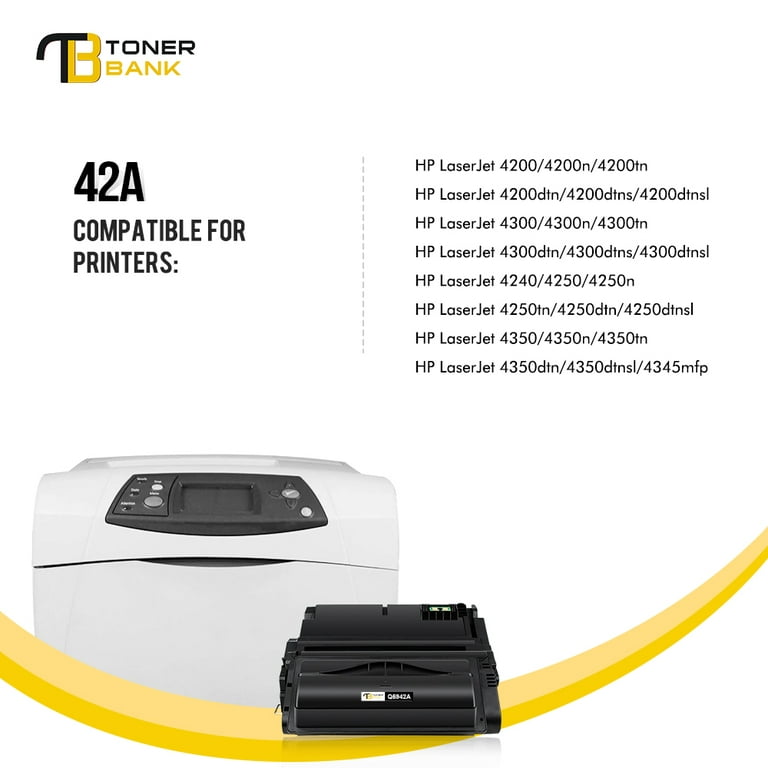Toner Bank Toner for HP 42A Q5942A Laserjet 4250 4200 4350 4300 4250N 4240 4250TN 4250DTN 4350DTN Printer Ink (Black, 1-Pack) - Walmart.com
