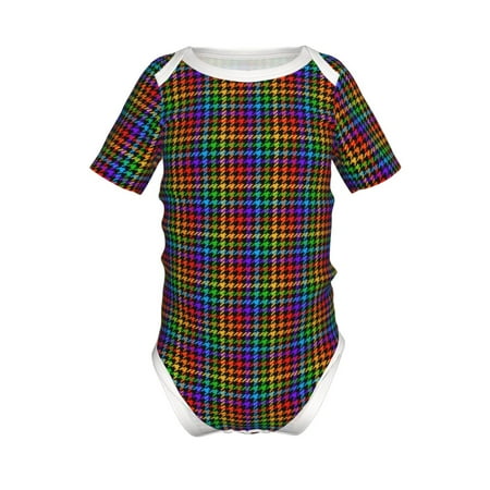 

Yiaed Rainbow Houndstooth Print Infant Climbing Short Sleeve Onesie One-Piece Baby Bodysuit Clothes 0-12 Months -9M