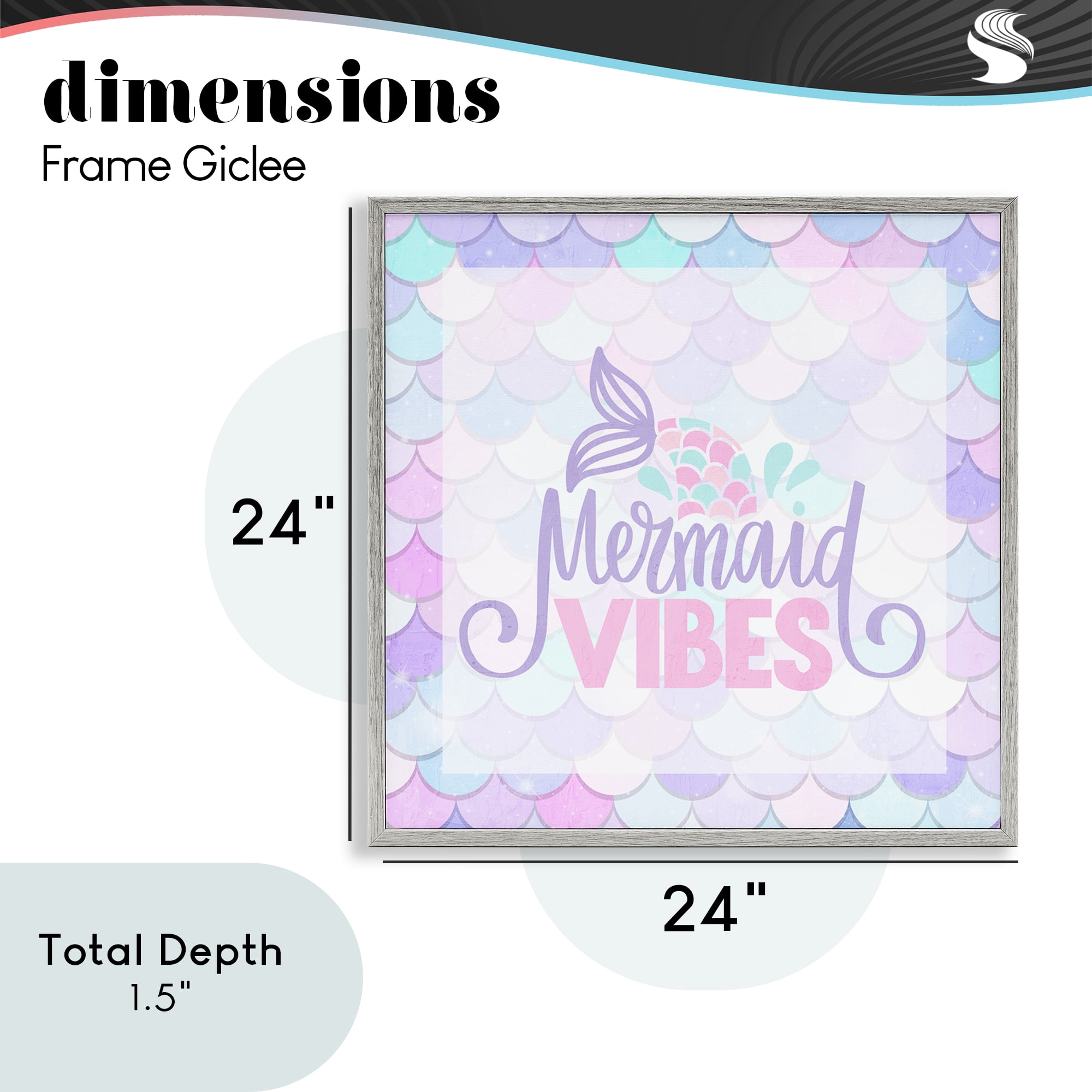 Pastel Mermaid Vibes Gray Framed Giclee Art, design by Kim Allen