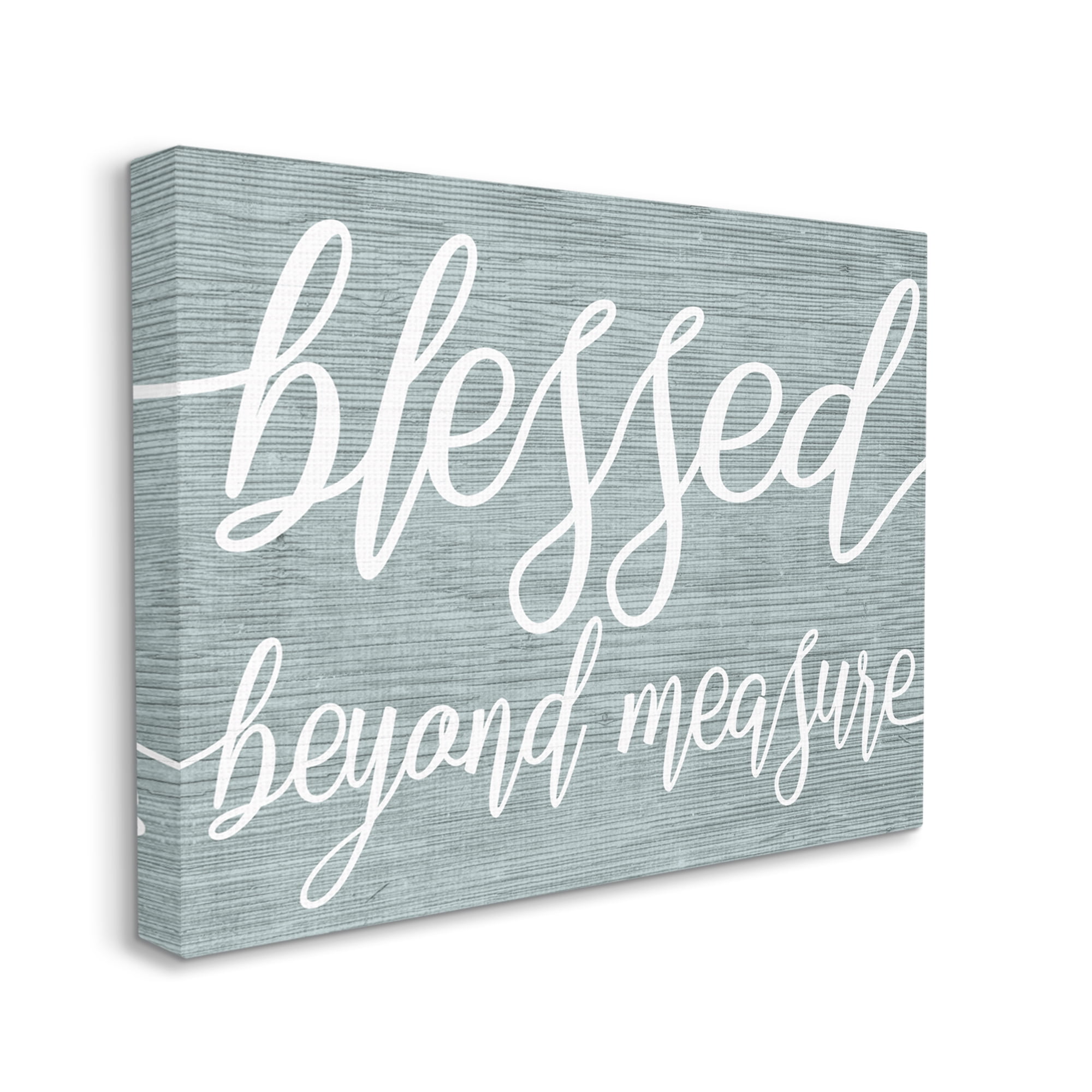 Stupell Industries Blessed Beyond Measure Motivational Phrase Rustic Blue Pattern, 20 x 16,Design by Daphne Polselli