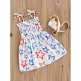 thumbnail image 3 of Bagilaanoe Toddler Girl 4th of July Dress America Flag Strap Dresses Kids Summer Clothes Backless Stripe Stars Party Dress, 3 of 8