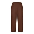 thumbnail image 6 of Mohiass Petite Capri Pants for Women Elastic Waist Capris for Women Capris for Seniors Wide Leg Capri Pants for Women Brown XL, 6 of 8