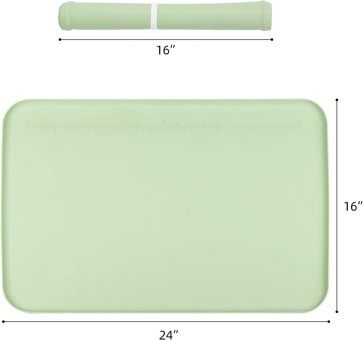 2Pcs Silicone Painting Mat with Raised Edge 24" x 16" Waterproof Non-Slip Silicone Craft Mat for Painting, Clay，Jewelry-Making，Green