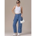 thumbnail image 7 of DARING DIVA Women's Cargo Jeans Straight High Waist Baggy Denim Pants S Blue, 7 of 7