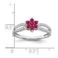 thumbnail image 3 of Auriga Fine Jewelry 14K White Gold Ruby and Diamond Floral Ring for Women Size 7, 3 of 6