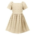 thumbnail image 2 of Spazoro Little and Big Girls Dresses, Round Neck Bowknot Back Hollow Solid Color Short Sleeve Casual Dresses for Girls Beige Size 11 T, 2 of 6