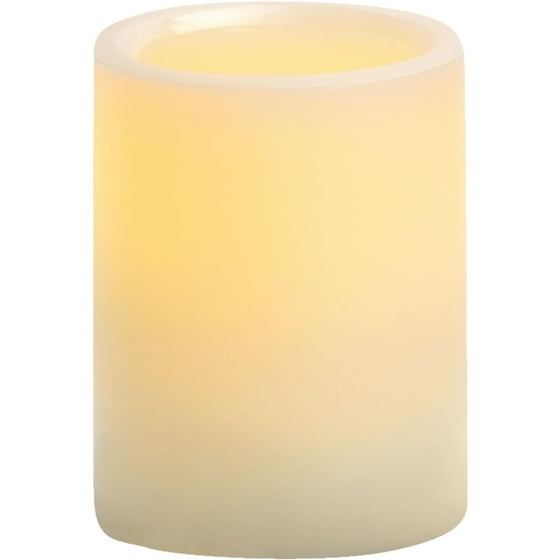 Inglow Flameless 4" Round Pillar Candle Vanilla Scenteded
