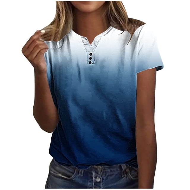 Pompotops Chemises Mode Décontractée pour Femmes Manches Courtes Tee-Shirt Ample Col en V Blouse Liquidation
