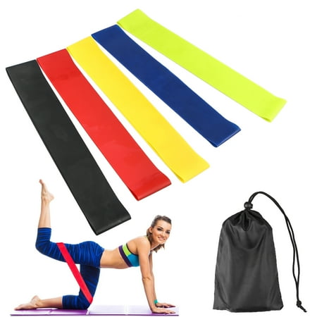 Fitness Pro Workout Bag - EEEKit 5-pack Loops Exercise Resistance Bands for Home Workout, Pilates, Yoga, Rehab, Physical Therapy, CrossFit, Fitness with Carry Bag