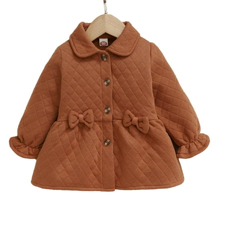 

Kucnuzki 6 Months Infant Baby Girl Winter Dress Causal Dress 9 Months Infant Girl Long Sleeve Solid Color Ruffled Layer Dpll Lapel Elegant Dress Brown