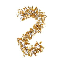 Mozhitti Autumn Artificial Maple Vines Garland 6.5FT Hanging Vines Garland Fall Leaves Hanging Greenery for Indoor Outdoor Wedding Thanksgiving Dinner Party Xmas Decor (Gold)