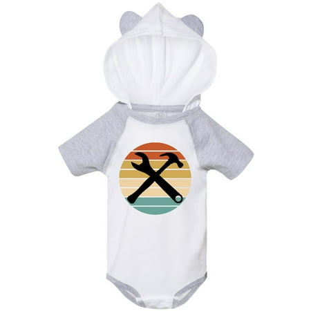 

Inktastic Construction Tools Retro Sunset Gift Baby Boy or Baby Girl Bodysuit