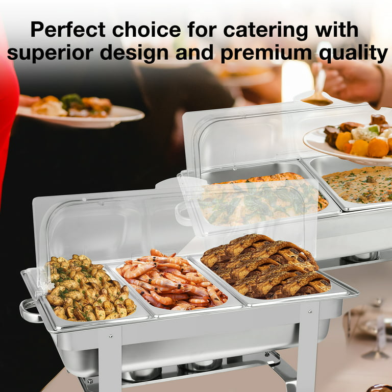 Rectangular Roll Top Chafing Dish Buffet Set Catering Food Warmer For  Parties We
