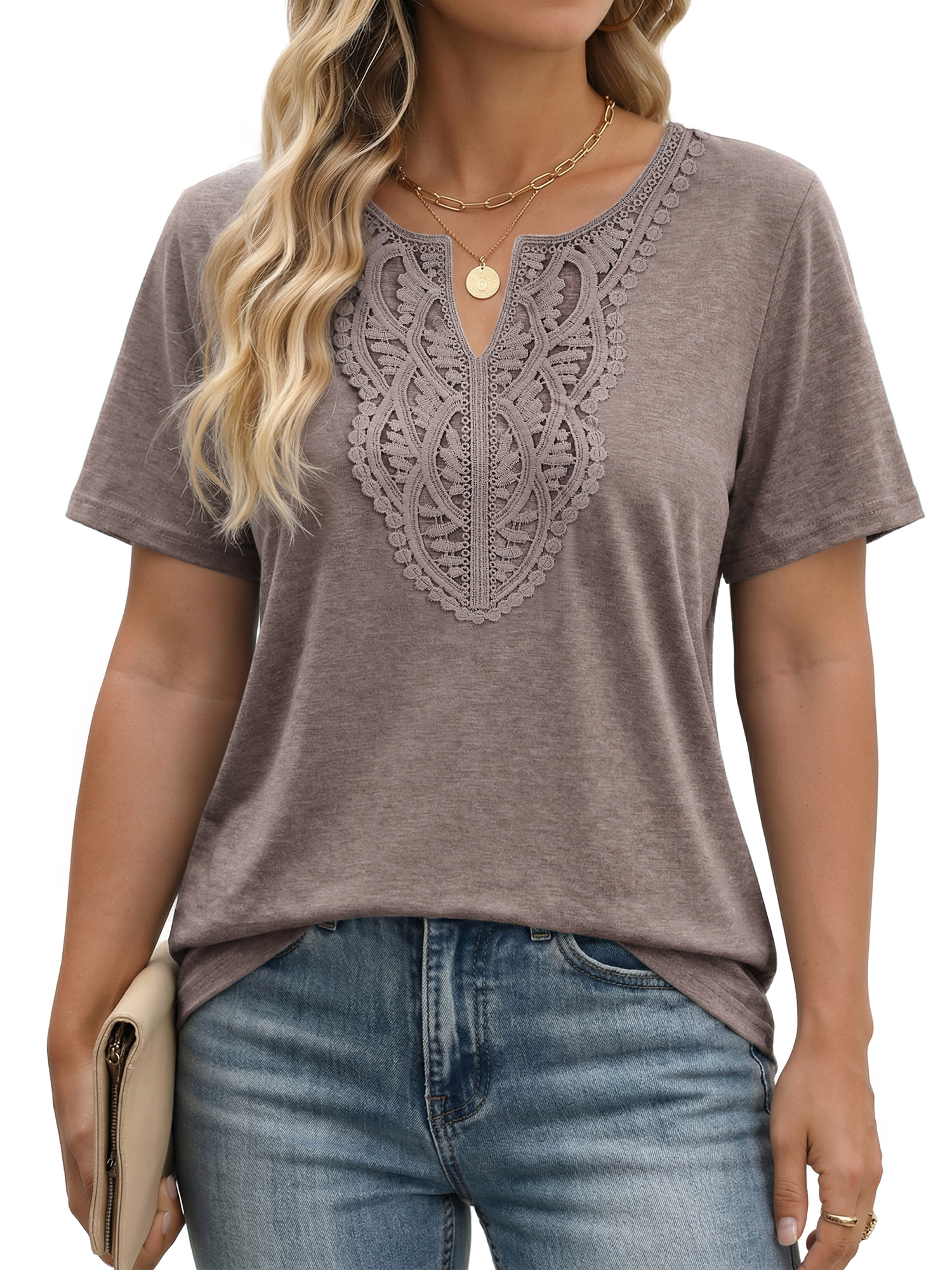 Fantaslook Women's Plus Size Lace V-Neck Tunic Blouse photo 3