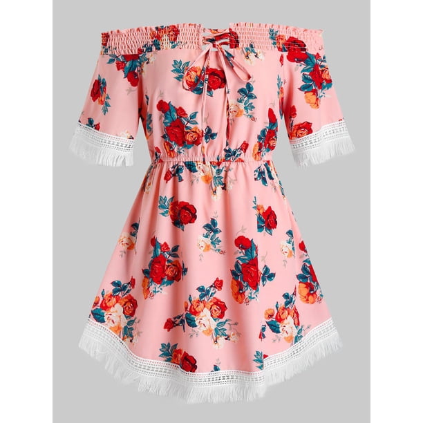 Más el tamaño de la túnica del hombro Ditsy impresión de la blusa Rosegal Tankinis
