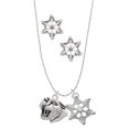 thumbnail image 1 of Delight Jewelry Silvertone Large Panther - Mascot Silver tone Snowflake Charm Necklace and Stud Earrings, 1 of 4