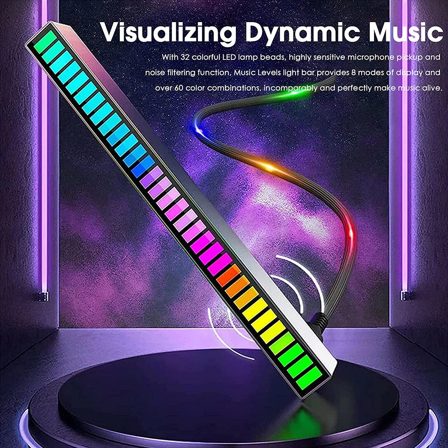 Music Levels Light RGB LED MIC Sound Level Meter Audio Spectrum Display Analyzer 