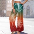 thumbnail image 6 of Petite Boho Print Palazzo Pants for Women High Waist Wide Leg Dressy Beach Vacation Trousers Saffron L, 6 of 7