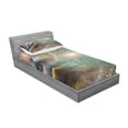 thumbnail image 3 of Ambesonne Colorful Fitted Sheet & Pillow Sham Set, Eagle Thunder Clouds, Queen, Multicolor, 3 of 3
