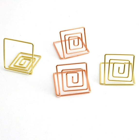 WHAMVOX 10pcs Square Memo Photo Holder Metal Paper Holders Note Clips for Wedding Party Table Decoration (Gold)