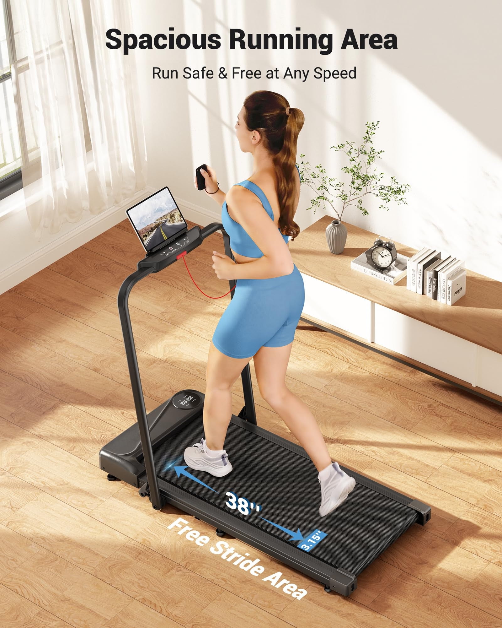 COFUNOK 4 In 1 Walking Pad with 10% Incline,3.0 HP Under Desk Treadmill With App & Remote Control,Folding Treadmill For Home/Office ,300 Lbs Capacity
