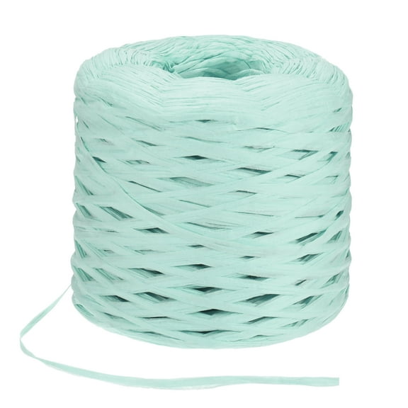 Uxcell Raffia Yarn for Crochet, 219 Yards 5mm Raffia Paper Ribbon Flat String for DIY Crafts[Light Blue]