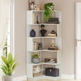 thumbnail image 6 of Tribesigns 64.9-Inch Tall Corner Bookshelf, 6 Tier Industrial L Shaped Bookcase with Anti-Drop Panel for Home, Lving Room, Sliver Gray, 6 of 8