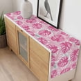 thumbnail image 4 of Pink Palm Leaf Table Runner - 108 Inch Long, Kitchen Dining Table Runner Dresser Scarves, Tropical Vintage Grey Summer Plant Farmhouse Decor for Coffee Tables Wedding Party Banquet, 4 of 8