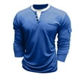 thumbnail image 5 of Henley Shirts for Men Long Sleeve Lightweight Casual Basic Tee Crewneck Soft T-Shirt Big and Tall with Pocket Blue M, 5 of 8