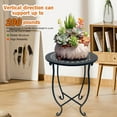 thumbnail image 7 of KABB 17-Inch Tall 14 inch Round End Table, Unique Relief Ceramic Tile Tabletop, Metal Scrollwork Accent, Black, 7 of 7