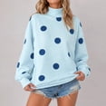 thumbnail image 2 of Sewkxo Women Polka Dot Mock Neck Sweatshirt Oversized Long Sleeve Pullover Casual Fall Winter Sweatshirt,Sky Blue M, 2 of 5