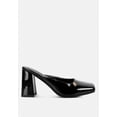 thumbnail image 2 of NEOPLAST Black Patent PU Block Heeled Mules, 2 of 6