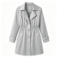 thumbnail image 5 of XPMWRP Women's Cinched Waist Trench Coat, Notched Lapel Mid Length Lightweight Windbreaker Jacket with Pockets Gray M, 5 of 8