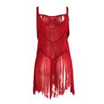 thumbnail image 4 of VISgogo Vestido con flecos para mujer, vestidos sin mangas con cuello en U de color sólido, ropa de playa hueca, S/ M/ L/ XL VISgogo moda, 4 of 7