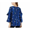 thumbnail image 4 of Alfani Womens Ruffled Sleeve Pullover Blouse, Blue, Petite, PM, 4 of 4